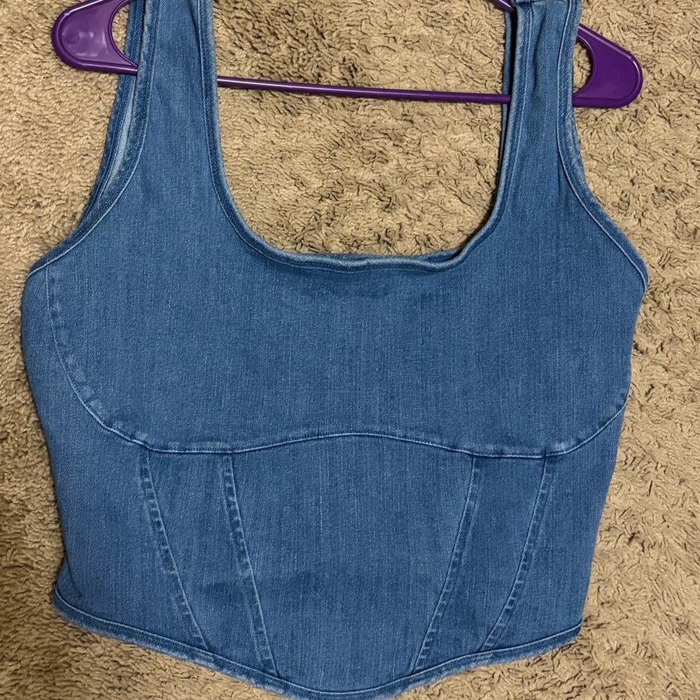 Denim Corset Tank Top - Blue